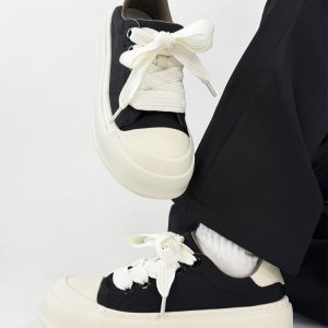 Lightweight Minimalist Milk-Flavored Canvas Shoes for Men, Versatile Thick-Soled Retro Sports Footwear, Ice Silk Casual Sneakers