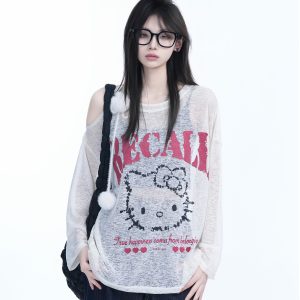 Lightweight Off-Shoulder Long Sleeve Cover-Up T-Shirt for Women - American Style Summer Sun Protection Top