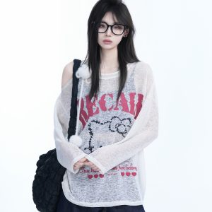 Lightweight Off-Shoulder Long Sleeve Cover-Up T-Shirt for Women - American Style Summer Sun Protection Top