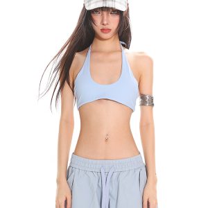 Lightweight Oxygen Sports Yoga Casual Slimming Summer Vest for Women - Large U-Neck Halter Tie Bra - Perfect for Activewear and Fitness