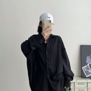 Lightweight Pleated Tencel Cardigan and Shorts Set - Sun Protection Draped Shirt Outfit for Summer Style