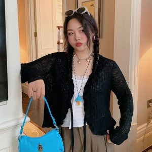 Lightweight Plus Size Ice Silk Knitted Cardigan for Women - 2025 New Spring Summer Sun Protection Top