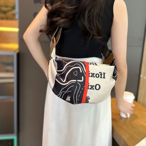 Lightweight Printed Oxford Cloth Dumpling Crossbody Bag for Women - Casual Versatile Shoulder Bag for Spring 2025 Fashion