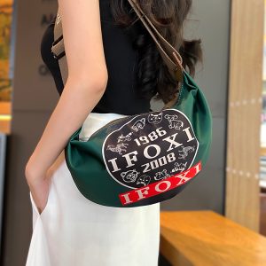 Lightweight Printed Oxford Cloth Dumpling Crossbody Bag for Women - Casual Versatile Shoulder Bag for Spring 2025 Fashion