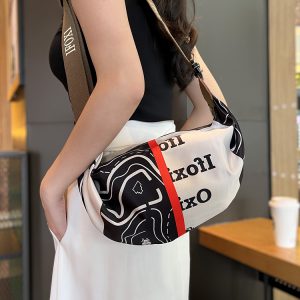 Lightweight Printed Oxford Cloth Dumpling Crossbody Bag for Women - Casual Versatile Shoulder Bag for Spring 2025 Fashion
