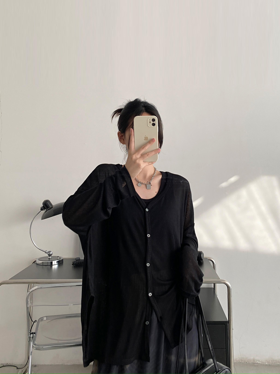 Lightweight Sheer Sun Grapefruit Cardigan - Women's Long Sleeve Summer Outerwear, Loose & Breathable Air Conditioning Jacket Lightweight Sheer Sun Grapefruit Cardigan - Women's Long Sleeve Summer Outerwear, Loose & Breathable Air Conditioning Jacket