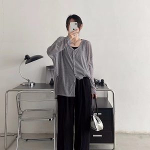 Lightweight Sheer Sun Grapefruit Cardigan - Women's Long Sleeve Summer Outerwear, Loose & Breathable Air Conditioning Jacket