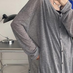 Lightweight Sheer Sun Grapefruit Cardigan - Women's Long Sleeve Summer Outerwear, Loose & Breathable Air Conditioning Jacket