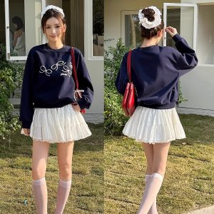 Lightweight Spring/Summer Lace Edge 8-Meter Tiered Puffy Skirt - Spliced White Half Skirt for a Romantic 90s Look