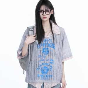 Lightweight Summer Hollow Two-Piece Short Sleeve Shirt for Women - Loose Fit with Stylish Collar, Perfect for Casual Outings