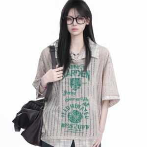 Lightweight Summer Hollow Two-Piece Short Sleeve Shirt for Women - Loose Fit with Stylish Collar, Perfect for Casual Outings