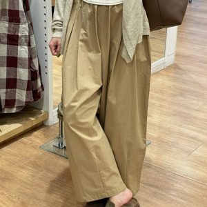 Lightweight Wide-Leg Balloon Pants for Women, Japanese Style Cropped Carrot Pants, Loose Fit Summer Trousers for Petite Fashion