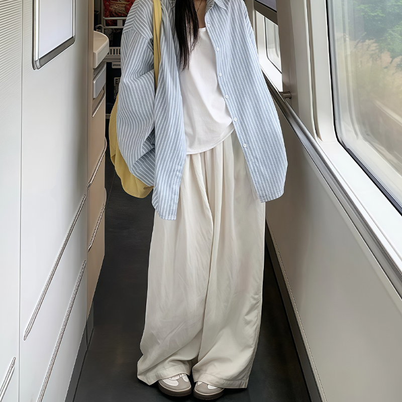 Lightweight Women's White Wide-Leg Pants - Summer 2025 Casual, Slimming, Loose Fit for Effortless Style