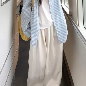 Lightweight Women's White Wide-Leg Pants - Summer 2025 Casual, Slimming, Loose Fit for Effortless Style