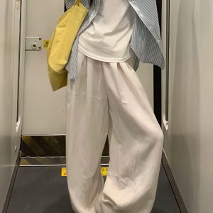 Lightweight Women's White Wide-Leg Pants - Summer 2025 Casual, Slimming, Loose Fit for Effortless Style