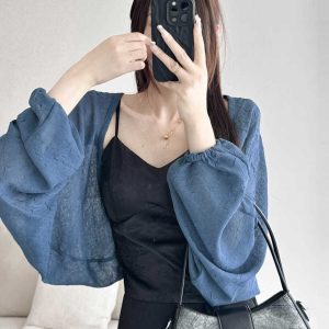 Linen Long Sleeve Cardigan for Women - Versatile Sheer Textured Shawl Top, Lightweight and Breathable for Spring/Summer 2025