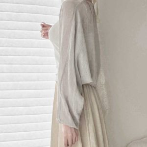 Linen Long Sleeve Cardigan for Women - Versatile Sheer Textured Shawl Top, Lightweight and Breathable for Spring/Summer 2025