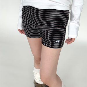 Little Devil Velvet Layering Leggings for Autumn Winter - Striped Inner Wear with Anti-Exposure Safety Shorts