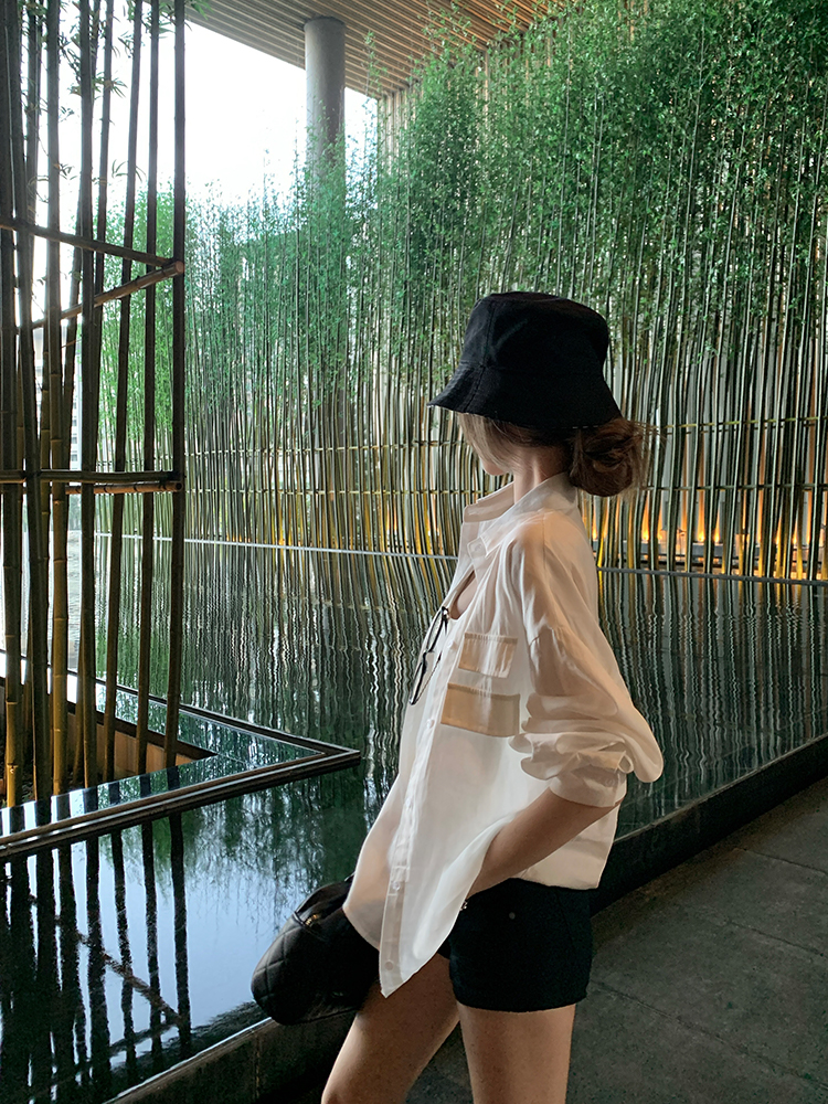 Long Sleeve Imitation Linen Shirt for Women - White Loose Summer Top with Sun Protection - Casual Intellectual Relaxation Style Long Sleeve Imitation Linen Shirt for Women - White Loose Summer Top with Sun Protection - Casual Intellectual Relaxation Style