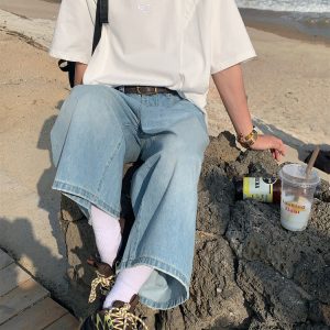 Loose American Cut Letter Embroidered Shoulder T-Shirt - Casual Short Sleeve Top for Mid-Summer Style, Cool Feel, Trendy Fashion