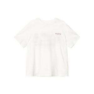 Loose Cartoon Embroidery Short Sleeve T-Shirt for Women - Summer 2025 Pure Cotton Round Neck Top, Casual Y2K Style