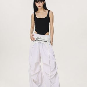 Loose Casual Straight Leg Paratrooper Pants for Women - American Streetwear Jazz Dance Wide Leg Trousers