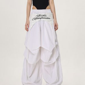 Loose Casual Straight Leg Paratrooper Pants for Women - American Streetwear Jazz Dance Wide Leg Trousers