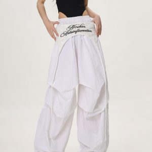 Loose Casual Straight Leg Paratrooper Pants for Women - American Streetwear Jazz Dance Wide Leg Trousers
