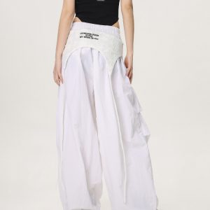 Loose Casual Straight Leg Paratrooper Pants for Women - American Streetwear Jazz Dance Wide Leg Trousers