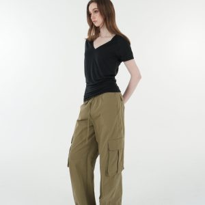 Loose Cool V-Neck Batwing Sleeve Short-Sleeve Top - Casual Chic Essential for Effortless Style, Perfect for 90s and Y2K Fashion Lovers