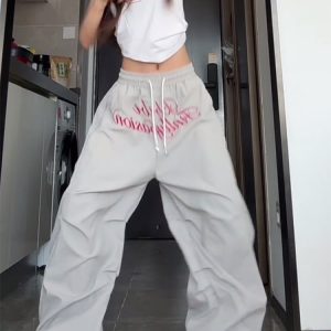 Loose-Fit Vintage Cargo Pants for Women, Wide-Leg Parachute Style, Hip-Hop & Street Dance Versatile Casual Trousers