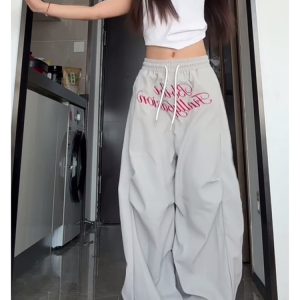 Loose-Fit Vintage Cargo Pants for Women, Wide-Leg Parachute Style, Hip-Hop & Street Dance Versatile Casual Trousers