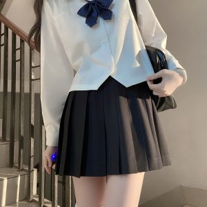 Loose Fit White Short and Long Sleeve JK Shirt - Versatile College Style Top for Women - Spring and Autumn Wardrobe Essential