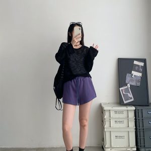 Loose-Fitting Casual Summer Shorts for Outdoor Wear - Comfortable Sports Sweatpants in Sun Grapefruit Color