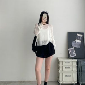 Loose-Fitting Casual Summer Shorts for Outdoor Wear - Comfortable Sports Sweatpants in Sun Grapefruit Color