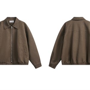 Loose Matte Leather Lapel Workwear Jacket for Men and Women - Spring American Style Unisex Fashion Outerwear