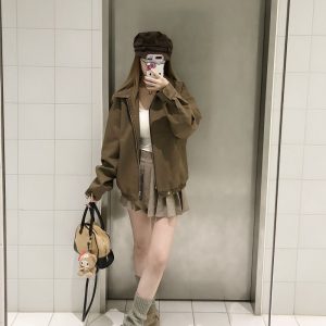 Loose Matte Leather Lapel Workwear Jacket for Men and Women - Spring American Style Unisex Fashion Outerwear