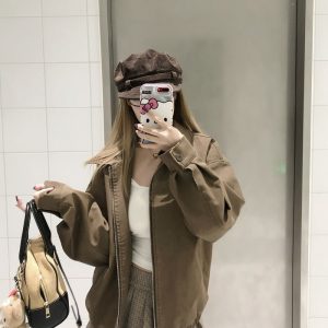 Loose Matte Leather Lapel Workwear Jacket for Men and Women - Spring American Style Unisex Fashion Outerwear