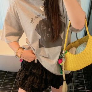 Loose Printed T-Shirt for Women, Short Sleeve Plus Size Summer Top, 2025 New Style, Korean Lazy Fashion, Casual Everyday Wear