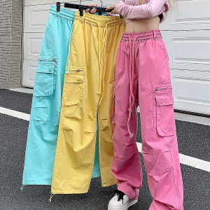 Loose Straight-Leg Work Pants for Women - Sporty Casual 2025 Dopamine Outfit in American Style for Petite Sizes