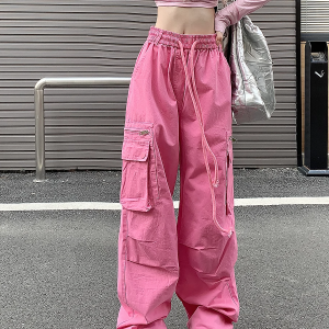 Loose Straight-Leg Work Pants for Women - Sporty Casual 2025 Dopamine Outfit in American Style for Petite Sizes