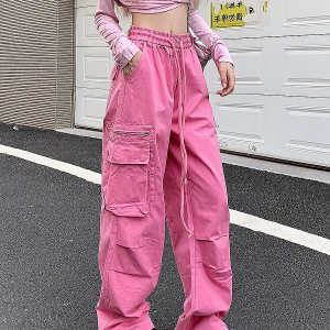 Loose Straight-Leg Work Pants for Women - Sporty Casual 2025 Dopamine Outfit in American Style for Petite Sizes