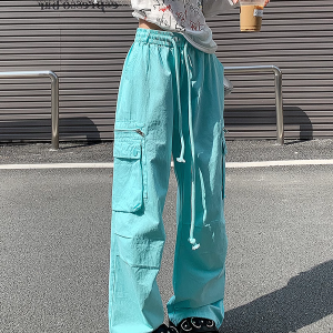 Loose Straight-Leg Work Pants for Women - Sporty Casual 2025 Dopamine Outfit in American Style for Petite Sizes