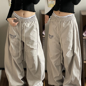 Loose Wide-Leg Cargo Pants for Women, 2025 Hip-Hop Style, Pleated Street Dance Trousers, Casual Sportswear, Streetwear Fashion
