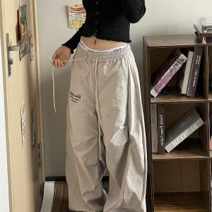 Loose Wide-Leg Cargo Pants for Women, 2025 Hip-Hop Style, Pleated Street Dance Trousers, Casual Sportswear, Streetwear Fashion