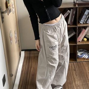 Loose Wide-Leg Cargo Pants for Women, 2025 Hip-Hop Style, Pleated Street Dance Trousers, Casual Sportswear, Streetwear Fashion