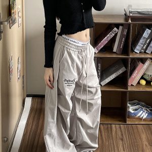 Loose Wide-Leg Cargo Pants for Women, 2025 Hip-Hop Style, Pleated Street Dance Trousers, Casual Sportswear, Streetwear Fashion