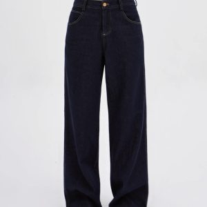 Low-Rise Vintage Loose Wide-Leg Jeans for Women - 90s Inspired Denim Trousers
