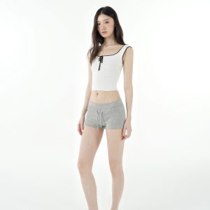 Low-Waist Slim-Fit Elastic Sports Knitted Shorts for Women - Casual Activewear, Perfect for Gym and Outdoor Activities