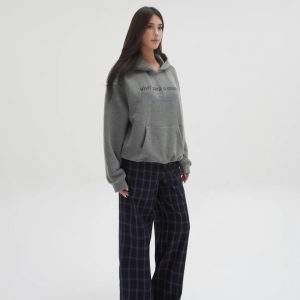 Low-Waist Vintage Blue Plaid Loose Casual Pants - Retro Y2K Style Trousers for Effortless Everyday Fashion